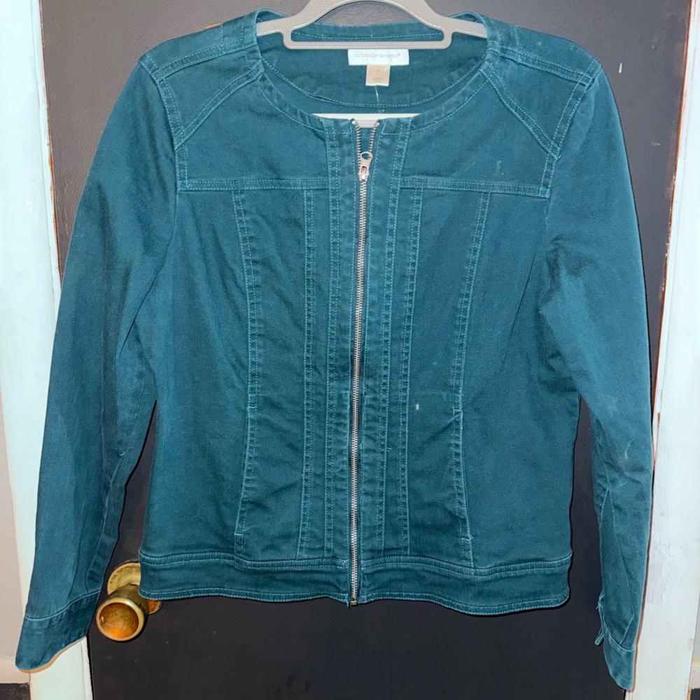 Christopher & Banks Teal Jean Jacket